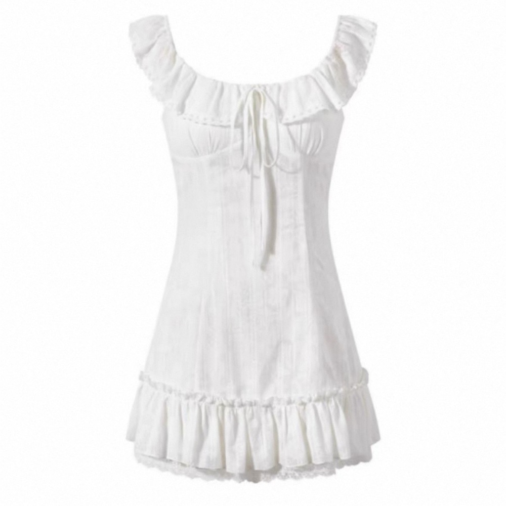 Elegant White Ruffled Dress